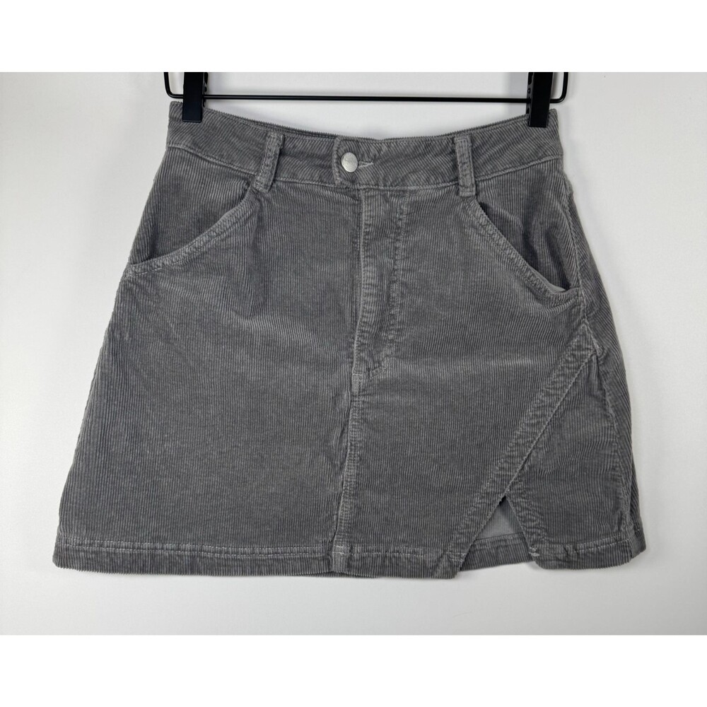 Pilcro Anthropologie Corduroy Mini Skirt Size 4 Gray Cotton‎ Modal Blend Fall